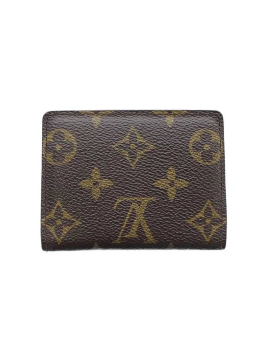 Louis Vuitton Coin Case Wallet Card Brown Snap Button Monogram Pattern RI